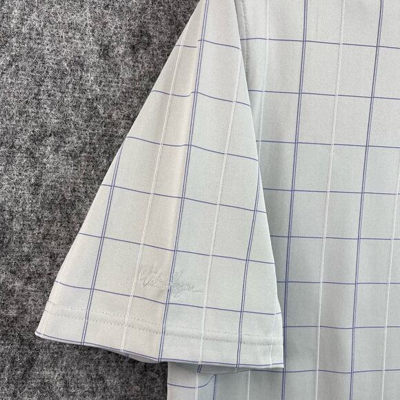 Walter Hagen Mens Button Down Shirt Size Large Short Sleeves Gray Violet - Picture 3 of 9